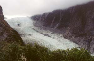 Franz Josef Glacier in the fog.