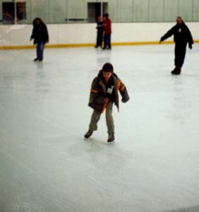 Ian and Aunt Sarah on the ice.